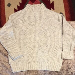 Columbia Cream Cable-Knit Turtleneck Sweater